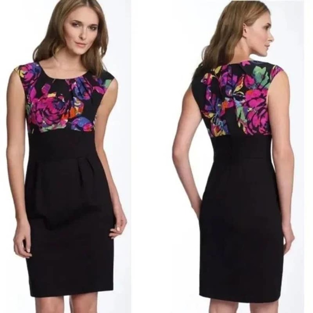 Trina Turk Sarafina Ponte Knit Silk Floral Sheath Dress 8